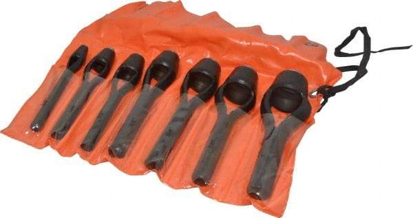 Value Collection - 7 Piece, 1/4 to 1", Arch Punch Set - Comes in Vinyl Roll - Exact Tool & Supply