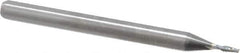 Kyocera - 0.04", 0.12" LOC, 1/8" Shank Diam, 1-1/2" OAL, 2 Flute, Solid Carbide Square End Mill - Single End, Uncoated, Spiral Flute, 30° Helix, Centercutting, Right Hand Cut, Right Hand Flute, Series 1610 - Exact Tool & Supply