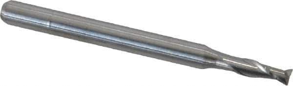 Kyocera - 0.09", 0.27" LOC, 1/8" Shank Diam, 1-1/2" OAL, 2 Flute, Solid Carbide Square End Mill - Single End, Uncoated, Spiral Flute, 30° Helix, Centercutting, Right Hand Cut, Right Hand Flute, Series 1610 - Exact Tool & Supply