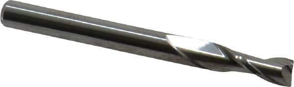 Kyocera - 3/16", 9/16" LOC, 3/16" Shank Diam, 2" OAL, 2 Flute, Solid Carbide Square End Mill - Single End, Uncoated, Spiral Flute, Centercutting, Right Hand Cut, Right Hand Flute, Series 1610 - Exact Tool & Supply