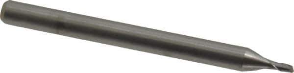 Kyocera - 0.045", 0.068" LOC, 1/8" Shank Diam, 1-1/2" OAL, 2 Flute, Solid Carbide Square End Mill - Single End, Uncoated, Spiral Flute, 30° Helix, Centercutting, Right Hand Cut, Right Hand Flute, Series 1620 - Exact Tool & Supply