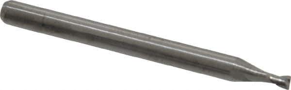 Kyocera - 0.07", 0.105" LOC, 1/8" Shank Diam, 1-1/2" OAL, 2 Flute, Solid Carbide Square End Mill - Single End, Uncoated, Spiral Flute, 30° Helix, Centercutting, Right Hand Cut, Right Hand Flute, Series 1620 - Exact Tool & Supply