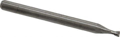 Kyocera - 0.07", 0.105" LOC, 1/8" Shank Diam, 1-1/2" OAL, 2 Flute, Solid Carbide Square End Mill - Single End, Uncoated, Spiral Flute, 30° Helix, Centercutting, Right Hand Cut, Right Hand Flute, Series 1620 - Exact Tool & Supply