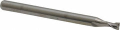 Kyocera - 0.09", 0.135" LOC, 1/8" Shank Diam, 1-1/2" OAL, 2 Flute, Solid Carbide Square End Mill - Single End, Uncoated, Spiral Flute, 30° Helix, Centercutting, Right Hand Cut, Right Hand Flute, Series 1620 - Exact Tool & Supply