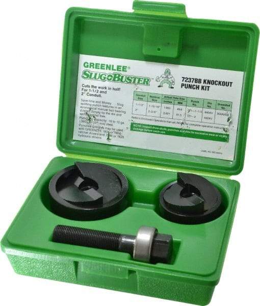 Greenlee - 6 Piece, 2" Punch Hole Diam, Manual Knockout Set - Round Punch, 10 Gage Mild Steel - Exact Tool & Supply