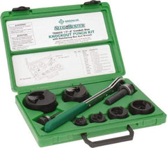 Greenlee - 16 Piece, 2" Punch Hole Diam, Manual Knockout Set - Round Punch, 10 Gage Mild Steel - Exact Tool & Supply