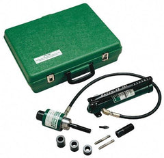 Greenlee - 9 Piece, 1/2 to 2" Punch Hole Diam, Hydraulic Knockout Set - Round Punch, 10 Gage Mild Steel - Exact Tool & Supply