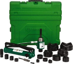 Greenlee - 20 Piece, 4" Punch Hole Diam, Hydraulic Knockout Set - Round Punch, 10 Gage Mild Steel - Exact Tool & Supply