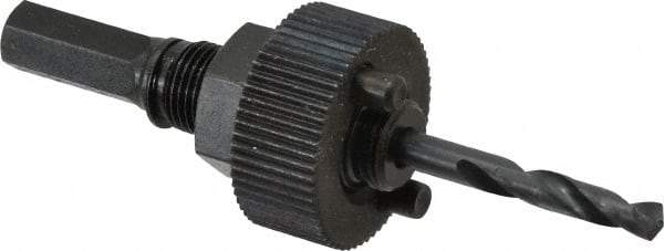 Greenlee - 6 to 1-1/4" Tool Diam Compatibility, Hex Shank, Steel Integral Pilot Drill, Hole Cutting Tool Arbor - 1/2" Min Chuck, Threaded Shank Attachment, For Carbide-Grit Hole Saws, Greenlee Bimetal Hole Saws, Recessed Light Hole Saws - Exact Tool & Supply