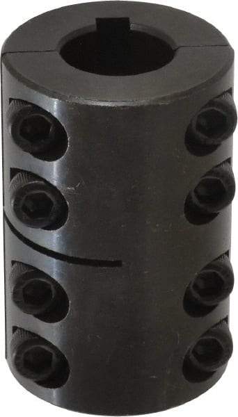 Climax Metal Products - 20mm Inside x 42mm Outside Diam, Metric Two Piece Clamping Rigid Coupling with Keyway - 65mm Long x 6mm Keyway Width x 2.8mm Keyway Depth - Exact Tool & Supply