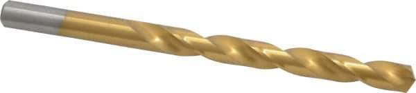 Chicago-Latrobe - Letter Q 135° Cobalt Jobber Drill - TiN Finish, Right Hand Cut, Spiral Flute, Straight Shank, 4-3/4" OAL, Split Point - Exact Tool & Supply