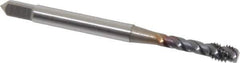 OSG - M4x0.70 Metric Coarse 3 Flute 6H Modified Bottoming Spiral Flute Tap - Vanadium High Speed Steel, TiCN Finish, 2-1/8" OAL, Right Hand Flute, Right Hand Thread, D4, Series 343 - Exact Tool & Supply