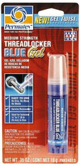 Permatex - 10 Gal Tube, Blue, Medium Strength Gel Threadlocker - Series 240, 24 hr Full Cure Time, Hand Tool Removal - Exact Tool & Supply