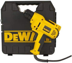 DeWALT - 3/8" Keyless Chuck, 2,500 RPM, Pistol Grip Handle Electric Drill - 8 Amps, Reversible, Includes Kit Box - Exact Tool & Supply