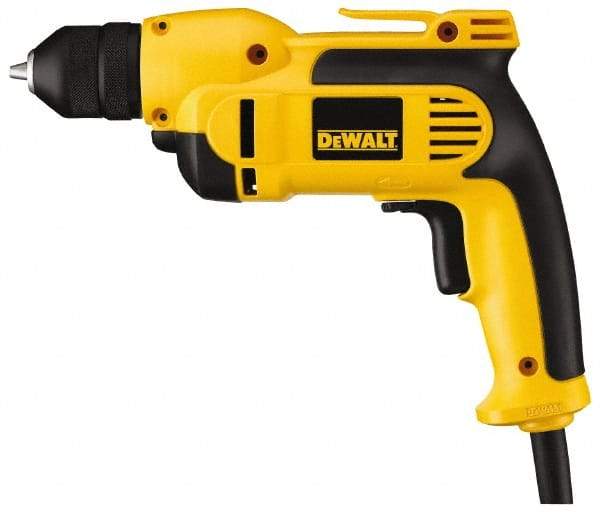 DeWALT - 3/8" Keyless Chuck, 2,500 RPM, Pistol Grip Handle Electric Drill - 8 Amps, Reversible - Exact Tool & Supply