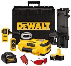 DeWALT - 200' (Interior) & 2,000' (Exterior) Measuring Range, 1/8" at 100' & 3mm at 31m Accuracy, Self-Leveling Rotary Laser with Detector - ±5° Self Leveling Range, 60, 250 & 600 RPM, 1 Beam, 18 Volt XRP Battery Included - Exact Tool & Supply