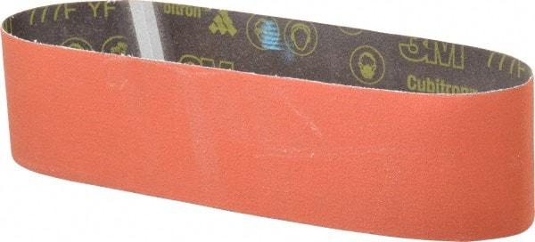 3M - 4" Wide x 36" OAL, 80 Grit, Ceramic Abrasive Belt - Ceramic, Medium, Coated, YF Weighted Cloth Backing, Wet/Dry, Series 777F - Exact Tool & Supply
