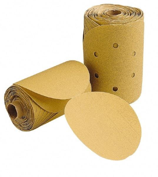 3M - 6" Diam, 150 Grit FEPA, Aluminum Oxide Adhesive PSA Disc - Very Fine Grade, Gold, F Weighted Backing, Flexible, Use with Random Orbital Sanders - Exact Tool & Supply