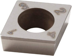 Seco - CCGW32.52 Grade CBN200 PCBN Turning Insert - Uncoated, 80° Diamond, 3/8" Inscr Circle, 5/32" Thick, 1/32" Corner Radius - Exact Tool & Supply