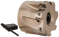 Seco - 7 Inserts, 2" Cut Diam, 3/4" Arbor Diam, 0.354" Max Depth of Cut, Indexable Square-Shoulder Face Mill - 0° Lead Angle, 1.575" High, XO.X 10T3.. Insert Compatibility, Through Coolant, Series Turbo 10 - Exact Tool & Supply