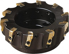 Seco - 80mm Cut Diam, 56mm Arbor Hole, 1mm Max Depth of Cut, 88° Indexable Chamfer & Angle Face Mill - 6 Inserts, SEEX 1203AFTN Insert, Right Hand Cut, 6 Flutes, Series R220.30 - Exact Tool & Supply