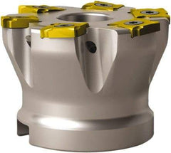 Seco - 5 Inserts, 50mm Cut Diam, 22mm Arbor Diam, 3.1mm Max Depth of Cut, Indexable Square-Shoulder Face Mill - 90° Lead Angle, 40mm High, SNHQ 1203 Insert Compatibility, Through Coolant - Exact Tool & Supply