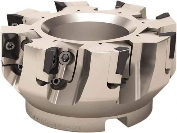 Seco - 12 Inserts, 200mm Cut Diam, 60mm Arbor Diam, 17mm Max Depth of Cut, Indexable Square-Shoulder Face Mill - 90° Lead Angle, 63mm High, XO.. 1806 Insert Compatibility - Exact Tool & Supply