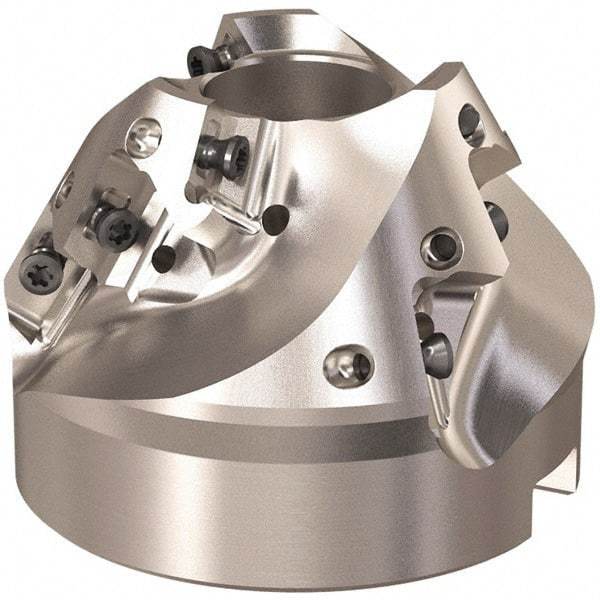 Seco - 2.638" Cut Diam, 1" Arbor Hole, 1.102" Max Depth of Cut, 60° Indexable Chamfer & Angle Face Mill - 9 Inserts, XO.. 1204 Insert, Right Hand Cut, 3 Flutes, Through Coolant, Series R220.49 - Exact Tool & Supply