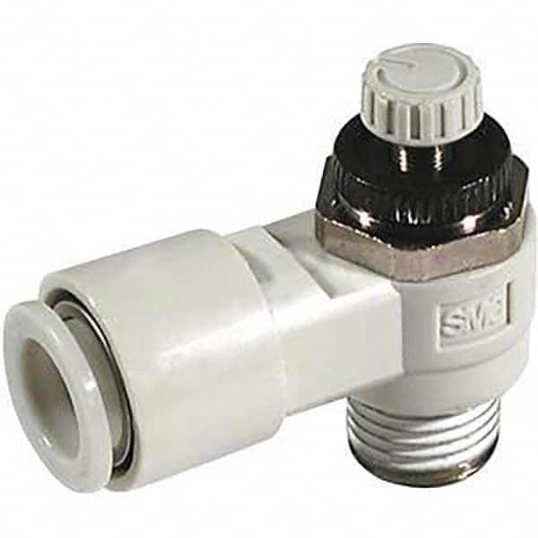 SMC PNEUMATICS - Speed & Flow Control Valves Valve Type: Flow Control Elbow Male Thread Size: 1/8 NPT - Exact Tool & Supply