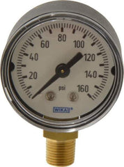 Wika - 1-1/2" Dial, 1/8 Thread, 0-160 Scale Range, Pressure Gauge - Lower Connection Mount, Accurate to 3-2-3% of Scale - Exact Tool & Supply
