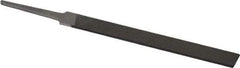 Grobet - 4" Standard Precision Swiss Pattern Equalling File - Double Cut, 13/32" Width Diam x 5/64" Thick, With Tang - Exact Tool & Supply