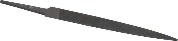 Grobet - 4" Standard Precision Swiss Pattern Half Round File - Double Cut, 15/32" Width Diam x 9/64" Thick, With Tang - Exact Tool & Supply