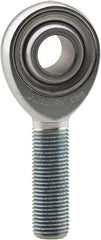 Made in USA - 1" ID, 2.95" Max OD, 107,182 Lb Max Static Cap, Plain Male Spherical Rod End - 1-14 RH, 2-1/2" Shank Length, Alloy Steel with Steel Raceway - Exact Tool & Supply