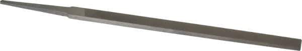 Grobet - 6" Standard Precision Swiss Pattern Narrow Pillar File - Double Cut, 3/8" Width Diam x 5/32" Thick, With Tang - Exact Tool & Supply