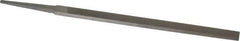 Grobet - 6" Standard Precision Swiss Pattern Narrow Pillar File - Double Cut, 3/8" Width Diam x 5/32" Thick, With Tang - Exact Tool & Supply