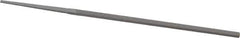 Grobet - 4" Standard Precision Swiss Pattern Narrow Pillar File - Double Cut, 5/32" Width Diam x 5/64" Thick, With Tang - Exact Tool & Supply