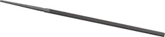 Grobet - 4" Standard Precision Swiss Pattern Narrow Pillar File - Double Cut, 5/32" Width Diam x 5/64" Thick, With Tang - Exact Tool & Supply