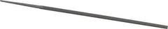 Grobet - 6" Standard Precision Swiss Pattern Narrow Pillar File - Double Cut, 13/64" Width Diam x 1/8" Thick, With Tang - Exact Tool & Supply