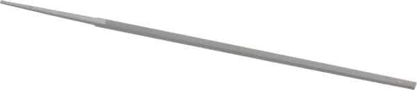 Grobet - 6" Standard Precision Swiss Pattern Narrow Pillar File - Double Cut, 13/64" Width Diam x 1/8" Thick, With Tang - Exact Tool & Supply