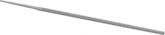 Grobet - 6" Standard Precision Swiss Pattern Narrow Pillar File - Double Cut, 13/64" Width Diam x 1/8" Thick, With Tang - Exact Tool & Supply