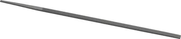 Grobet - 8" Standard Precision Swiss Pattern Narrow Pillar File - Double Cut, 9/32" Width Diam x 9/64" Thick, With Tang - Exact Tool & Supply