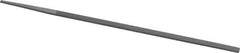Grobet - 8" Standard Precision Swiss Pattern Narrow Pillar File - Double Cut, 9/32" Width Diam x 9/64" Thick, With Tang - Exact Tool & Supply