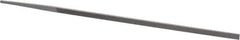 Grobet - 8" Standard Precision Swiss Pattern Narrow Pillar File - Double Cut, 9/32" Width Diam x 9/64" Thick, With Tang - Exact Tool & Supply