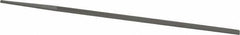 Grobet - 8" Standard Precision Swiss Pattern Narrow Pillar File - Double Cut, 9/32" Width Diam x 9/64" Thick, With Tang - Exact Tool & Supply