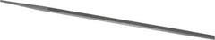 Grobet - 10" Standard Precision Swiss Pattern Narrow Pillar File - Double Cut, 11/32" Width Diam x 11/64" Thick, With Tang - Exact Tool & Supply