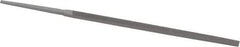 Grobet - 4" Standard Precision Swiss Pattern Narrow Pillar File - Double Cut, 3/16" Width Diam x 3/32" Thick, With Tang - Exact Tool & Supply