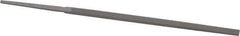 Grobet - 4" Standard Precision Swiss Pattern Narrow Pillar File - Double Cut, 3/16" Width Diam x 3/32" Thick, With Tang - Exact Tool & Supply