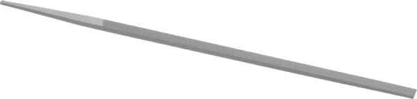 Grobet - 8" Standard Precision Swiss Pattern Narrow Pillar File - Double Cut, 11/32" Width Diam x 11/64" Thick, With Tang - Exact Tool & Supply