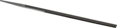 Grobet - 10" Standard Precision Swiss Pattern Narrow Pillar File - Double Cut, 25/64" Width Diam x 3/16" Thick, With Tang - Exact Tool & Supply