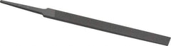 Grobet - 4" Standard Precision Swiss Pattern Regular Pillar File - Double Cut, 3/8" Width Diam x 1/8" Thick, With Tang - Exact Tool & Supply